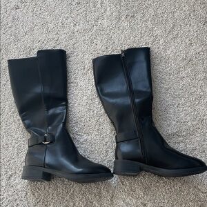 SHEIN Black Leather Knee-High Boots new in bag size 40
